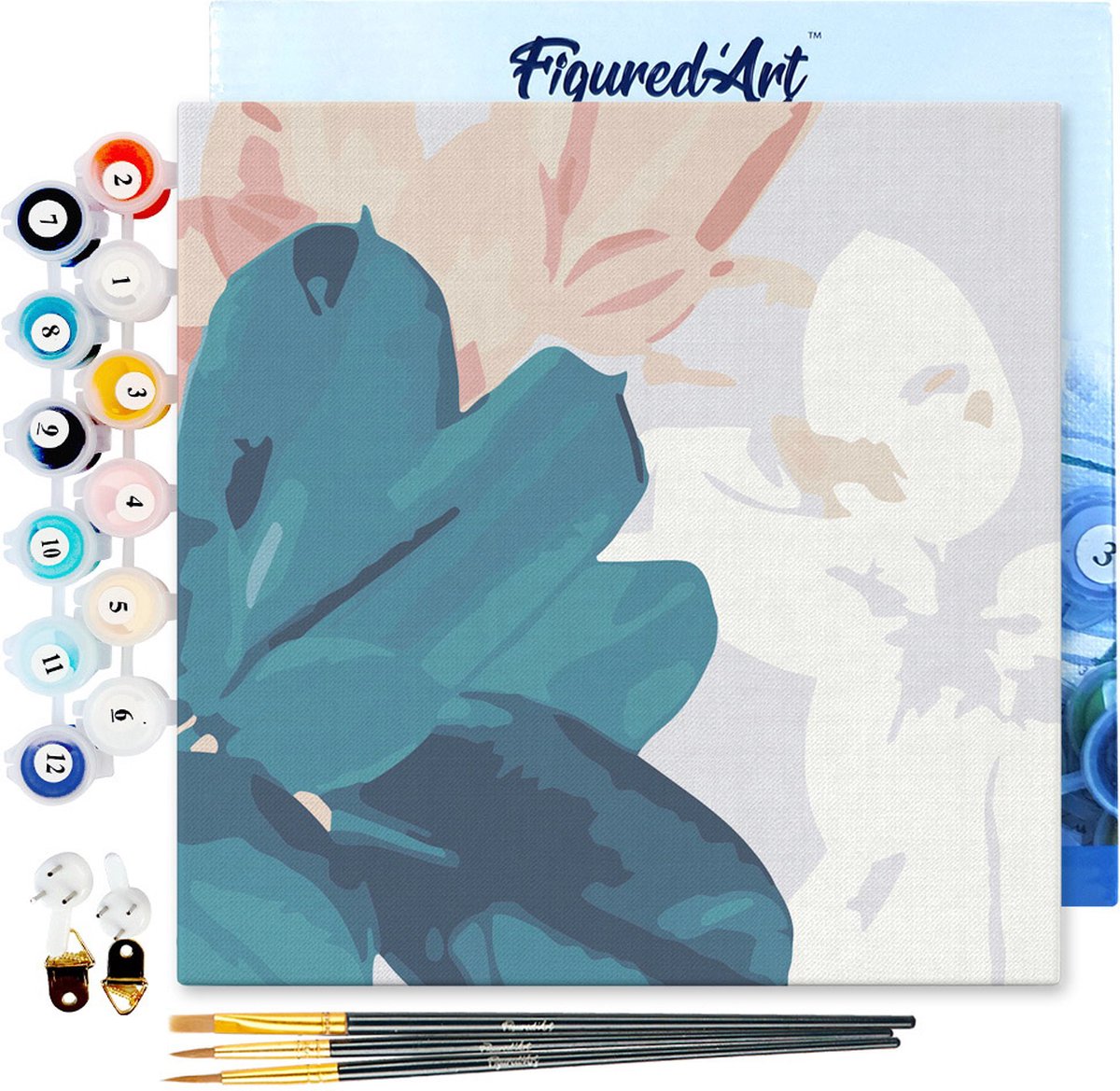 FiguredArt Mini Schilderen op Nummer Volwassenen 20x20cm met lijst Rubberplant bladeren - Klein Formaat Creatieve Hobby Kit DIY Art Nummer Compleet